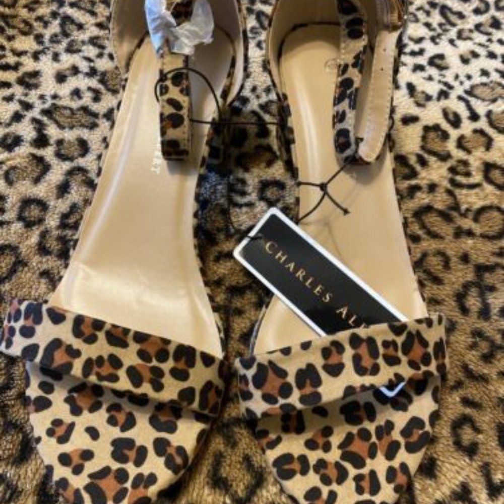 Vegan Faux Suede Leopard Strappy Sandals - Picture 5 of 11